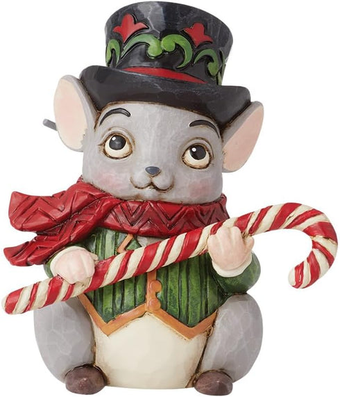 Enesco Jim Shore Heartwood Creek Christmas Mouse with Top Hat Miniature Figurine, Hand Painted Collectible, 3.74 Inch
