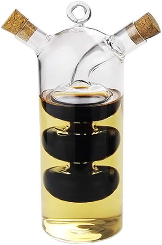 Olive Oil and Vinegar Dispenser Cruet Bottles, 2 in 1 Transparent Dual