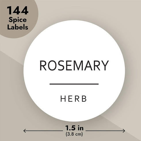 Talented Kitchen 144 Spice Labels Stickers - Preprinted White Spice Jar Labels for Organization, Water Resistant