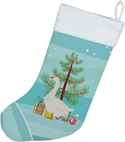 Caroline's Treasures BB9259CS Embden Goose Christmas Stocking, Teal Holiday Decor