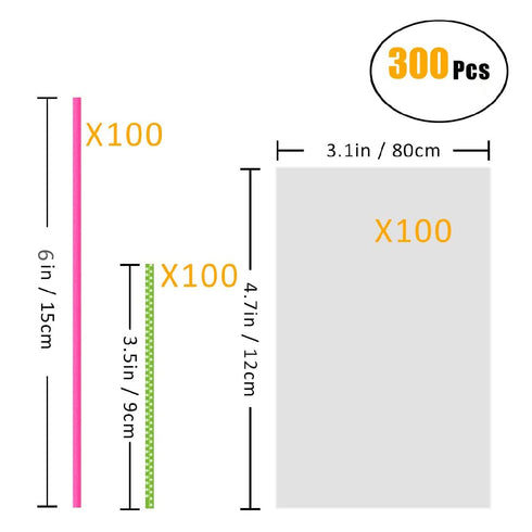 BEFORYOU 6 Inch Cake Pop Sticks Set, Pack of 300 with 100 Pieces Parcel Bags, Colorful Treat Sticks