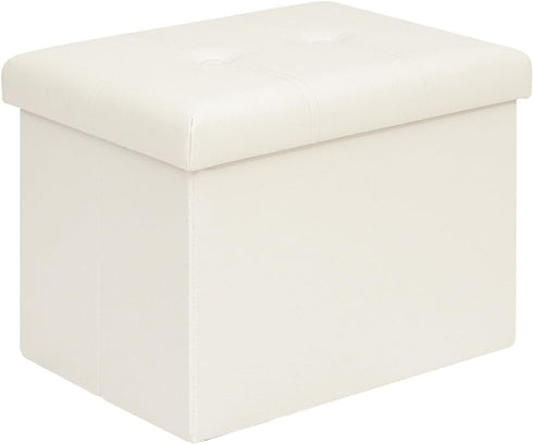B FSOBEIIALEO Folding Storage Ottoman, Faux Leather Footrest Seat Coffee Table Toy