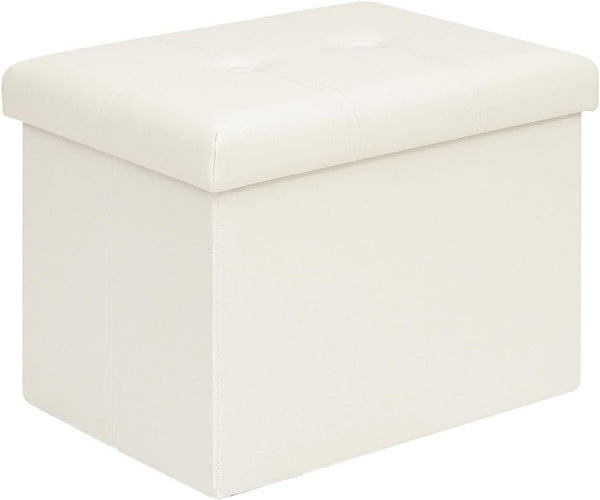 B FSOBEIIALEO Folding Storage Ottoman, Faux Leather Footrest Seat Coffee Table Toy