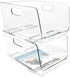 Isaac Jacobs 2-Piece Large Deep Stackable Clear Storage Bins, Versatile Use, Set of 2 for Desk, Office, Bathroom