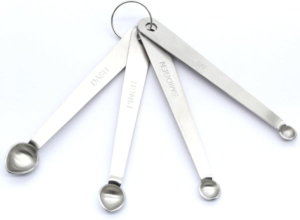 Luomorgo 4 Pcs/Set Stainless Steel Measuring Spoons, Nip 1/64 tsp, Smidgen 1/32 tsp, Pinch 1/16 tsp