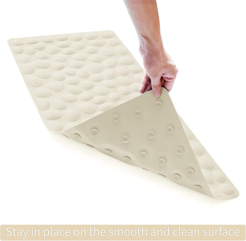 Beige Non-Slip Bathtub Mat with Strong Suction Cups by OTHWAY