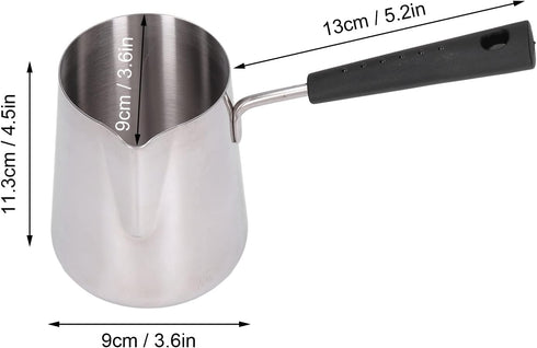 Stainless Steel Turkish Coffee Pot, 600ml Long Handled Milk Frother Pitcher for Home Coffee Shop