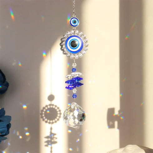 CIXVOEMK 3PCS Blue Sun Catcher Pendant Light Shadow Garden Decor Crystal Wind Chimes Rainbow Garden Sunshine Collection