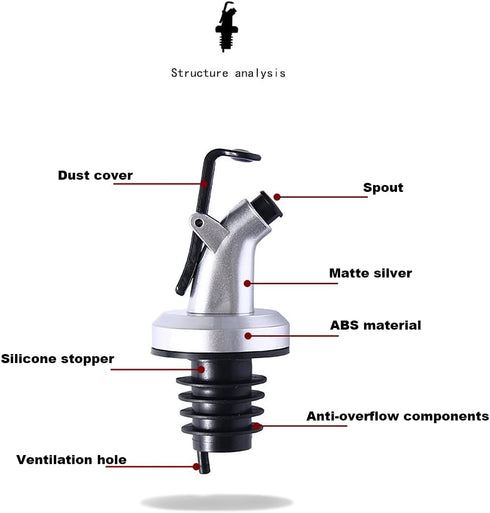 Auconda 5 Pack Oil Spouts, Olive Oil Vinegar Bottle Stopper Dispenser with Tube Brush, Leakproof Bottle Spouts