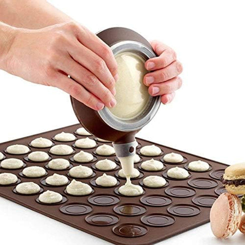 48 Hole Macarons Silicone Mat Baking Mold - Silicone Macaron Kit, Pastry Baking Mat and Decorating Piping Pot with 4pcs