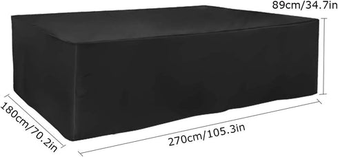 FLR 105x70x34inches Patio Table Cover Veranda Rectanguler Black Waterproof Outdoor Dinner Protector Dust-Proof Table