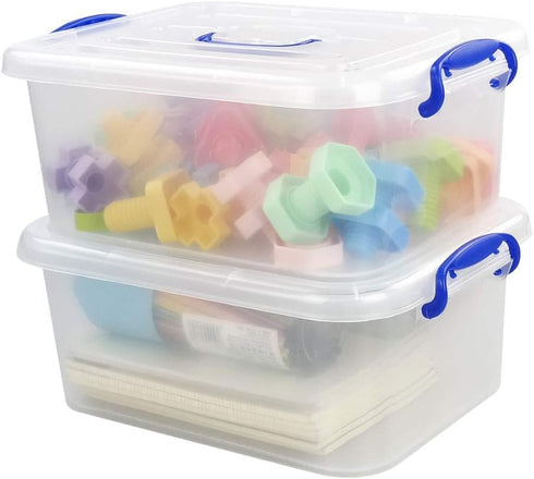 2 Packs 8 Liter Clear Plastic Storage Bins with Lids, Storage Boxes
