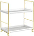 FSyueyun 2-Tier Bathroom Counter Organizer, Tool-Free Installation Makeup Skincare Shelf, Gold Vanity Stand