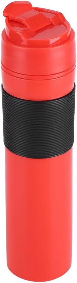 Coffee Bottle, Coffee Maker 350ml Portable Coffee Press Bottle Tea Coffee Maker Drinking Water Cup for Travelling(Red)