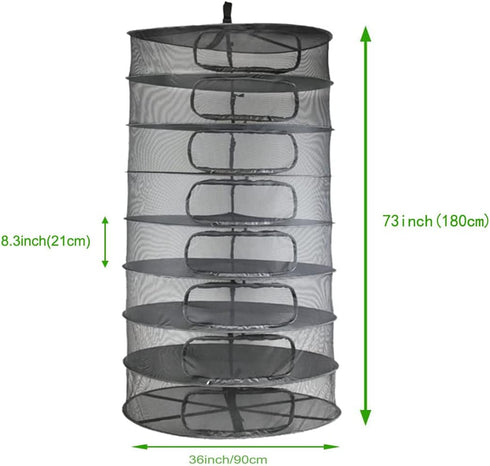 3ft 3FT) HORTIPOTS Herb Dry Rack Zipper Opening Adjustable Center Support Straps NO Sagging Fine Mesh Dry Net (Heavy