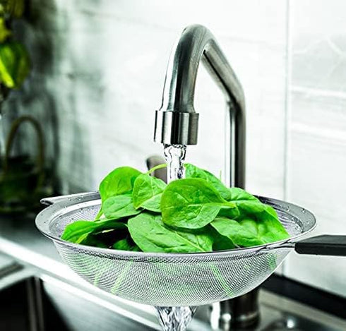 8" Large Fine Mesh Strainer with thermo plastic rubber handle - Sieve Fine Mesh Stainless Steel - Ideal to Strain