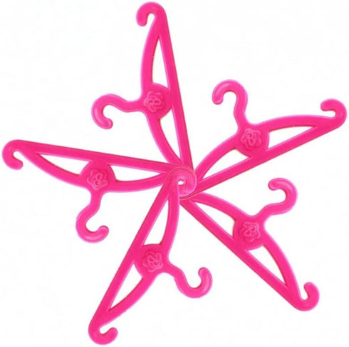60 E-TING PCS Pink Plastic Little Hangers for Girl Doll Dress Clothes Gown Doll Clothes Accessories