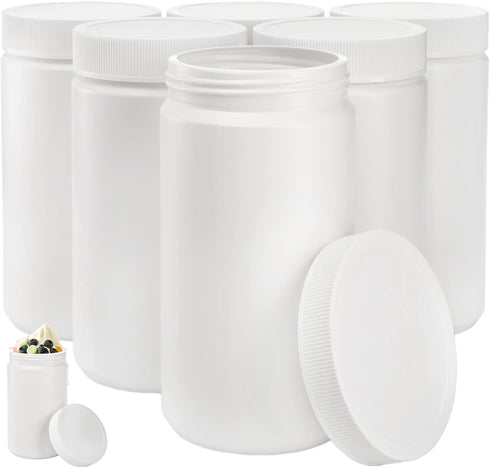 DEAYOU 6 Pack 33 Oz Plastic Mason Jars, 1 Quart Ice Cream