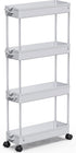 SPACEKEEPER Slim Rolling Storage Cart - 4 Tier Bathroom Organizer Mobile Shelving Unit for Kitchen, Laundry, Gray