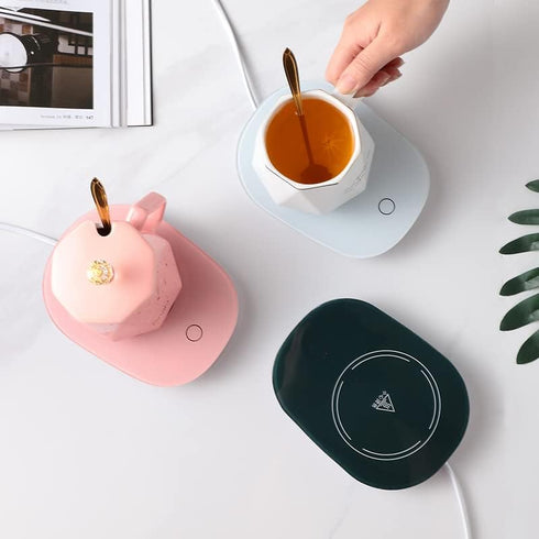 Set. Coffee Warmer for Desk with Mug Women's Day Valentines Morther's Day Birthday Gifts for Woman. Cup Warmer