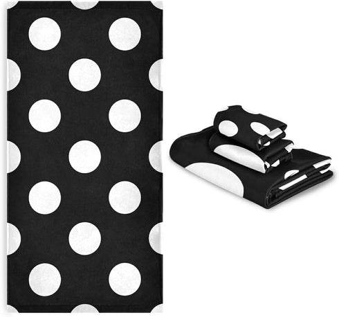 Qilmy 3-Piece Set, Set Polka Dot Towel Absorbent Soft Bathroom Decorative Towel with Bath Towel, Hand Towel & Washcloth