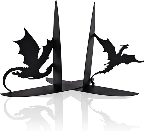 Nichake Metal Dragon Bookends Stoppers Holder Stand for Desk Shelf Cool Dragon Book