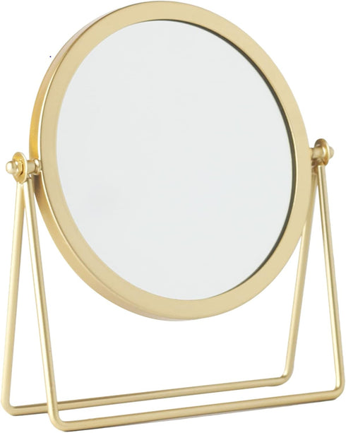 Geschaft Golden Tabletop Makeup Mirror, 360° Rotation, Round Swivel Desktop Stand, 7.1''
