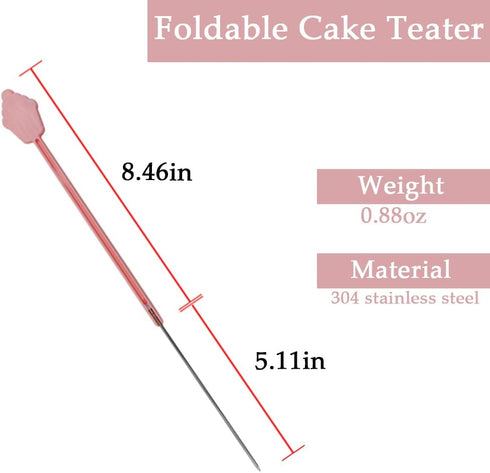 Foldable Cake Tester for Baking Doneness, Stainless Steel Needle Stick, Safe Folding Muffin Bread Tester
