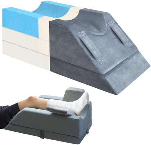 KingPavonini 4-Height Adjustable Leg Elevation Pillows for After Surgery, Memory Foam with 3 Handles and Insert Pad,