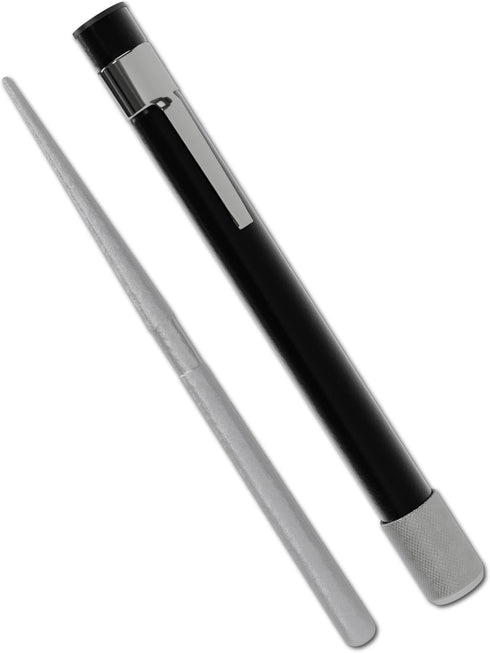 Wamery Serrated Knife Sharpener, Black Pocket Knife Sharpener with Retractable Diamond Sharpening Rod