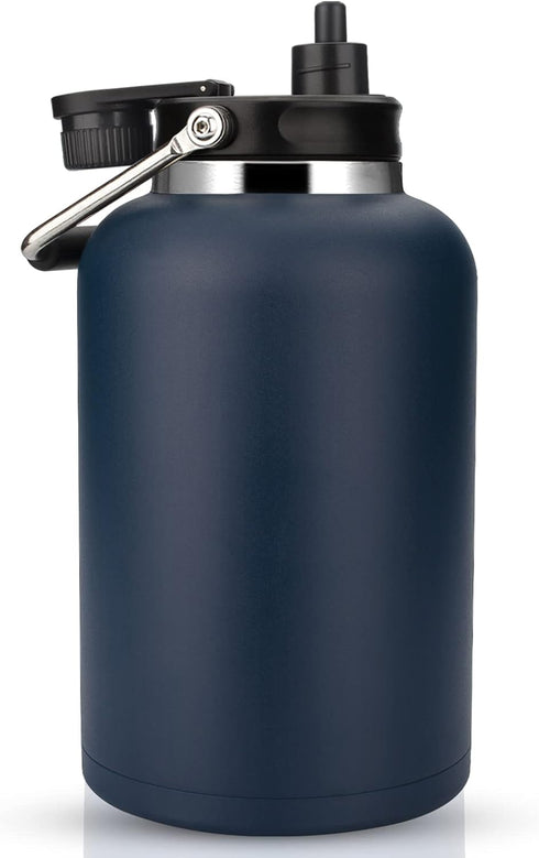 Zenbo 128 oz One Gallon Jug with Straw - Double Wall Vacuum Insulated Water Bottle, Keeps Cold up to 48 Hours