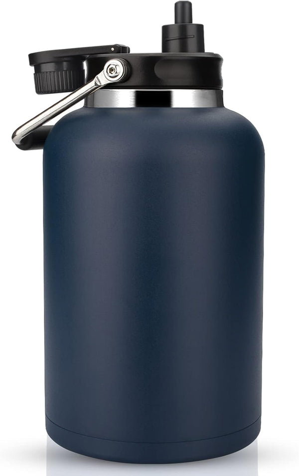 Zenbo 128 oz One Gallon Jug with Straw - Double Wall Vacuum Insulated Water Bottle, Keeps Cold up to 48 Hours