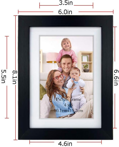 Giftgarden 4x6 Picture Frame Set of 4, 5x7 Frames Matted for 4x6 Pictures or 5x7 Photos, Black Wall Hanging or Tabletop