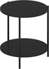 2-Tier 15.55 10.58 5.46 inches, Furinno Besi Modern Round Side End Table with Sturdy Metal Legs, (W) x (H) x (D)