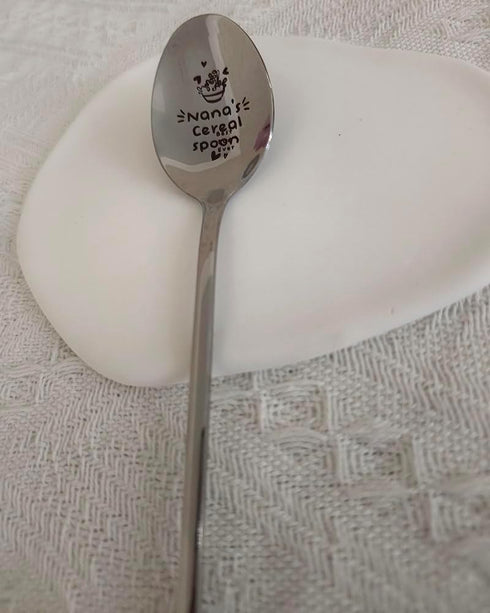 Funny Nana's Cereal Spoon for Grandma, Gift for Nana from Granddaughter Grandson, Stainless Steel Cereal Lover Gifts