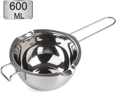 Stainless Steel Double Boiler Pot, 600ML for Melting Chocolate, Candy, and Candle Making (18/8 Steel)