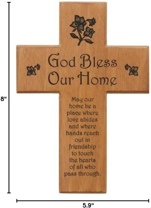 Mahogany God Bless Our Home "May Our Home Be a Place..." 8" Wall Cross
