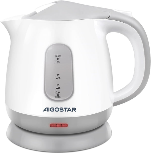 Aigostar 1L Small Electric Kettle, 1100W Portable Tea Kettle with Automatic Shut-Off, BPA-Free, Grey