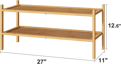 kiplant 2-Tier Closet, Bamboo Shoe Rack, Shoe Rack for Entryway, Free Standing Shoe Racks for Indoor & Outdoor