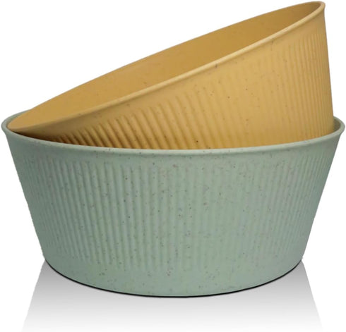 WANBY Large Plastic Bowls Set, Unbreakable Dinner Bowls, Lightweight, Dishwasher & Microwave Safe (8 Pack, 54Oz)