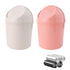 2 Pcs Plastic Mini Wastebasket Trash Can with Swing Lid, 120 Trash Bags, Tiny Desktop Bin for Home Office (Pink + Beige)