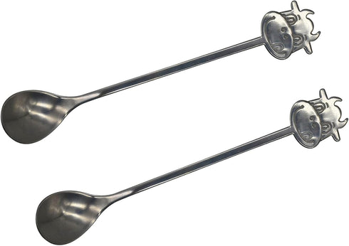 Maydahui 2PCS Cow Spoon - 5.9inch 18/10 Stainless Steel Coffee Spoon, Cartoon Animal Dessert Spoon for Kitchen