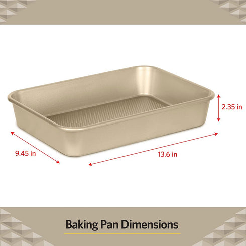 Glad Nonstick Baking Pan - Oblong Metal Dish for Cake and Lasagna, Heavy Duty Carbon Steel