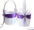 2PCS Purple Flower Girl Basket - Double Heart Rhinestone Elegant for Wedding Ceremony Party Favor