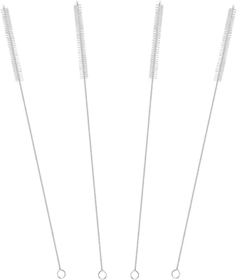 Drinking Straw Cleaning Brushes Set, 15" Extra Long Nylon Bristles Pipe Cleaner with Stainless Steel Handle - Set of 4