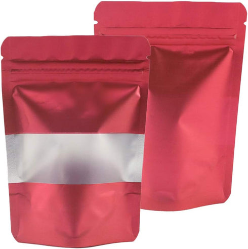 QQ Studio 100 Matte Metallic Color Stand-Up Resealable QuickQlick Bags with Frosted Window (7.1" x 10.2")