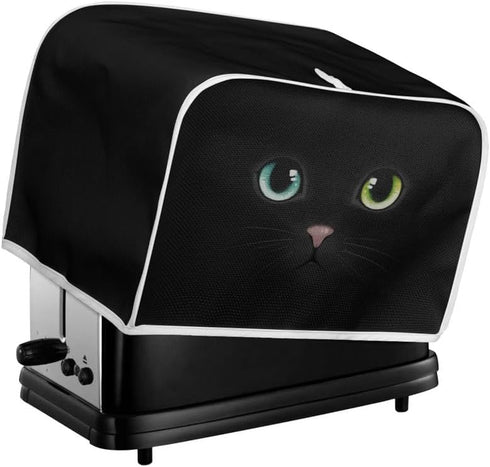 Black Cat Face Slice Toaster Cover, Aesthetic Cute Kitten Washable Polyester Toaster Cover, Pet Lovers Quilted