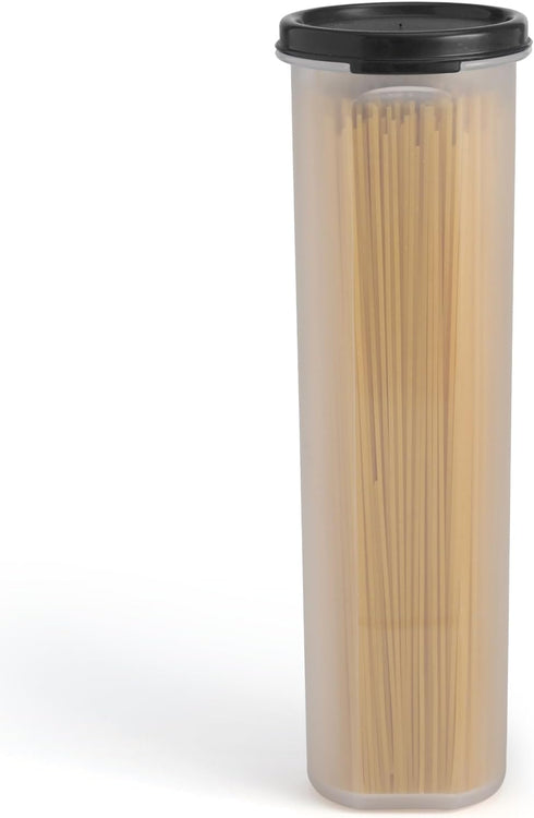 Tall Clear Spaghetti Pasta Container with Lid, Airtight Leakproof Keeper, 37 oz, Multi-Purpose Food Storage