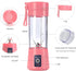 Portable Blender Cup,Electric USB Juicer Blender,Mini Blender Portable Blender For Shakes and Smoothies, juice,380ml, Six Blades Great for Mixing,pink by DoubleCare