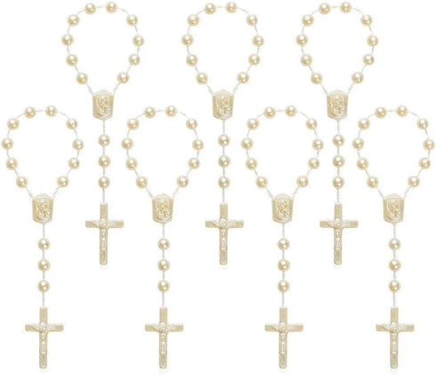 XINHUIDALSQ 50 Mini Baptism Rosary Acrylic Rosary for First Holy Communion, Baptism Party Gift, Christening Favors